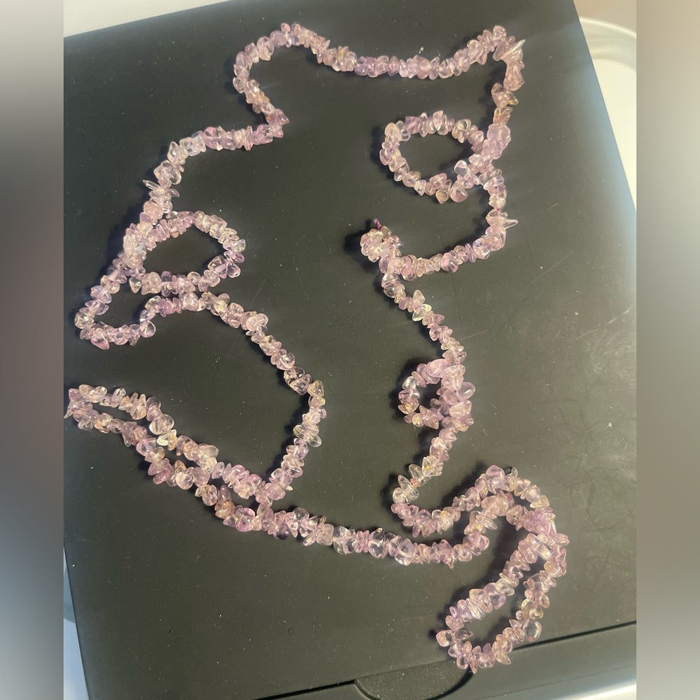 Source Unknown Pale Pink Faceted Chip Bead Necklace